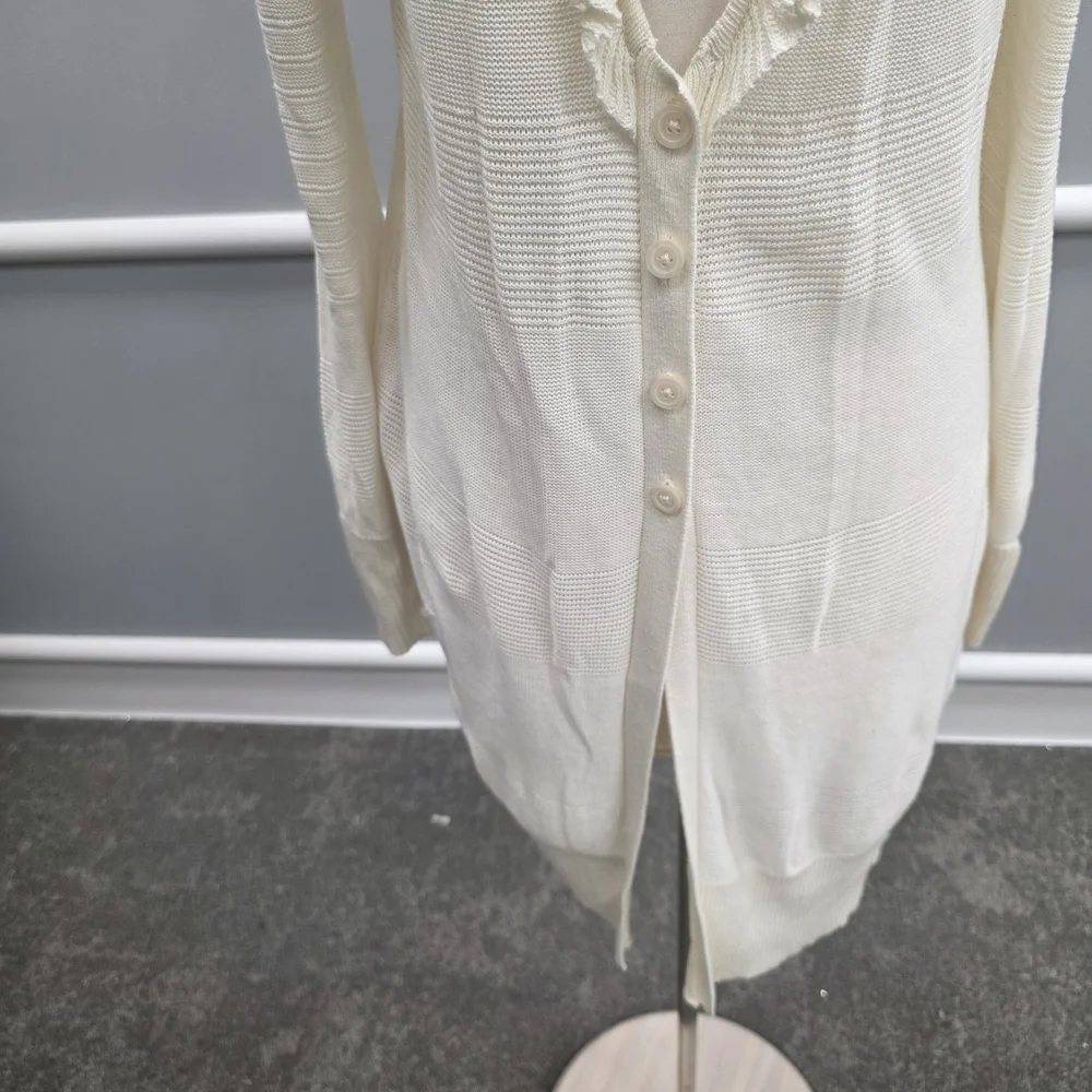 Elle Cream Ruffle Trim Cardigan - Picture 3 of 9